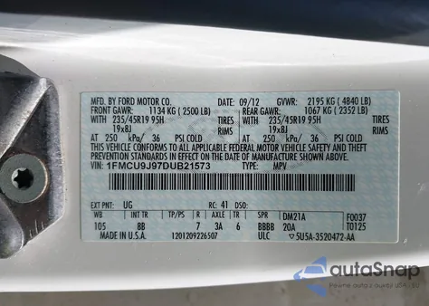 2013 Ford Escape Titanium из США, поврежденный, VIN 1FMCU9J97DUB21573